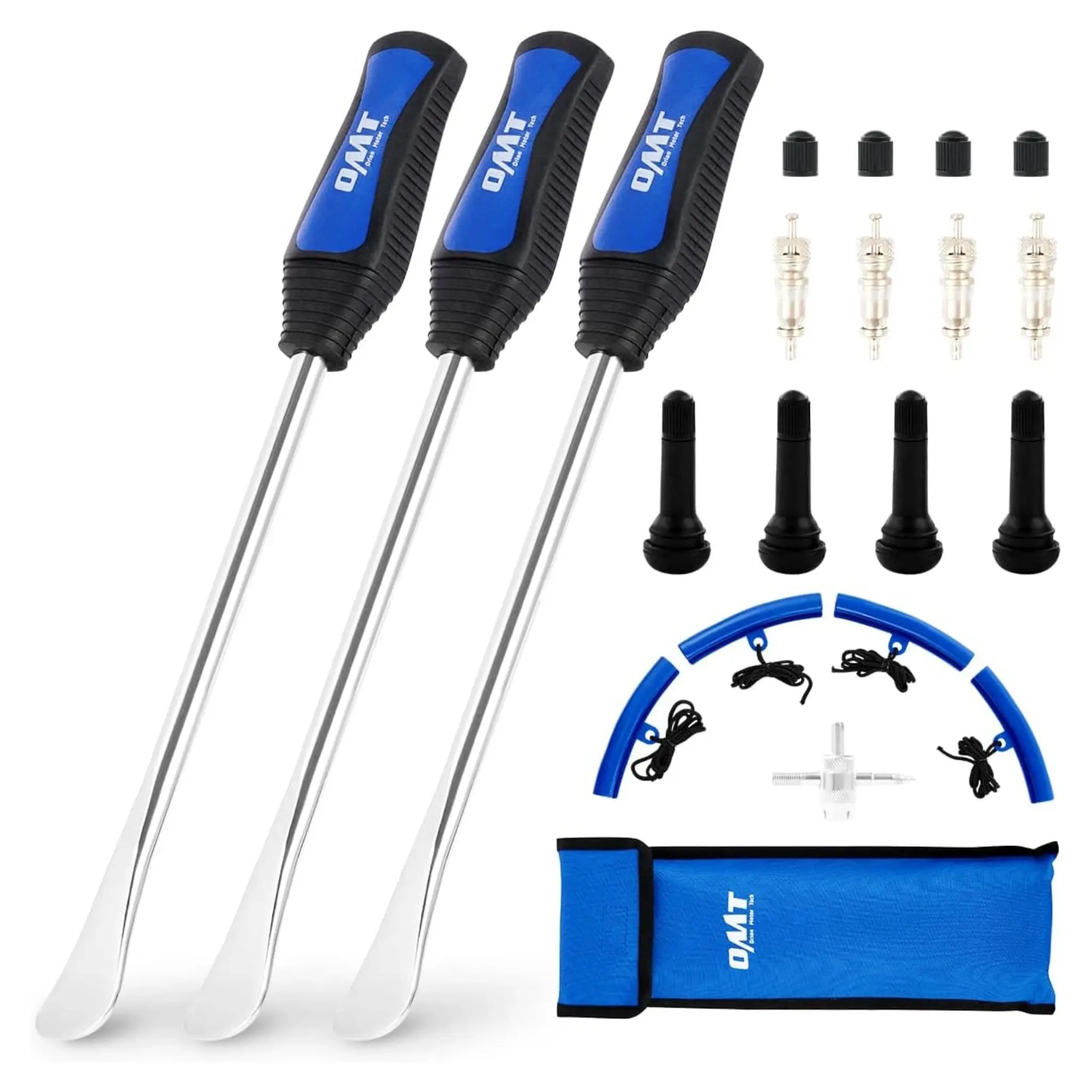 【SpotlightDay】Orion Motor Tech 11.5/ 14.5" Tire Spoon Kit, 20pc Tire Changing Tool for Motorcycle Dirt Bike Lawn Tractor Bicycle, Motorcycle Tire Changer Tire Removal Tool with 4pc Rim Covers Valve Tool Valve Cores
