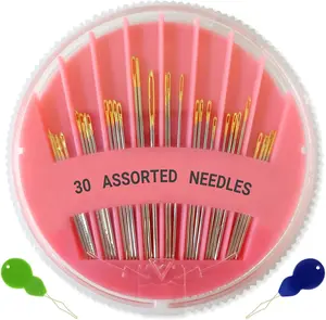 Pack of 30 - Premium Hand Sewing Needles, Assorted Sizes, Large Eye Stitching Needles for Sewing, Repair & Embroidery