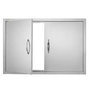 【fathersdaygift】VEVOR BBQ Access Door 36W x 24H Inch Double Outdoor Kitchen DoorStainless Steel Flush Mount DoorWall Vertical Door with Handlesfor BBQ IslandGrilling StationOutside Cabinet, Rat-Proof Kitchen Cabinets