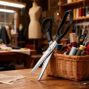 2pcs Professional Toothed Scissors Set, Multifunctional Stainless Steel Sewing Shears, Paper Cutting & Fabric Work, Left Right Hand Use