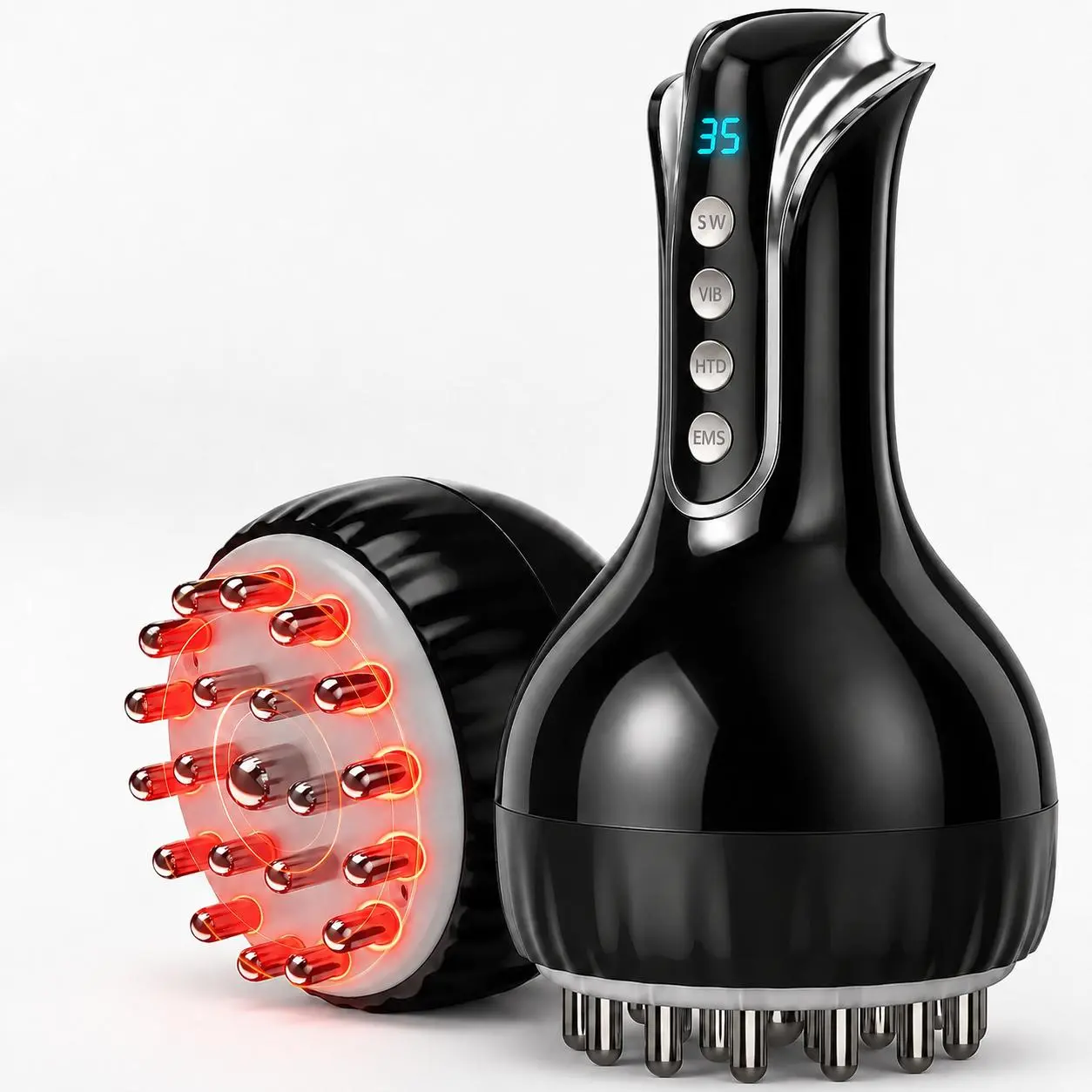 35-Level Portable Handheld Massager with Heat & Vibration, Compact Self Care Gadget for Home and Office Relaxation