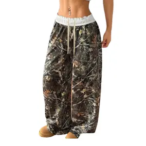 Plus Size Multicolor All Over Print Drawstring Waist Sweatpants Casual Loose Baggy Street Comfy Pants for Daily Wear Women's Trousers for Fall & Winter Baggy Legged Pants Casual Outdoor Pants Womenswear Bottom Teacher Outfits