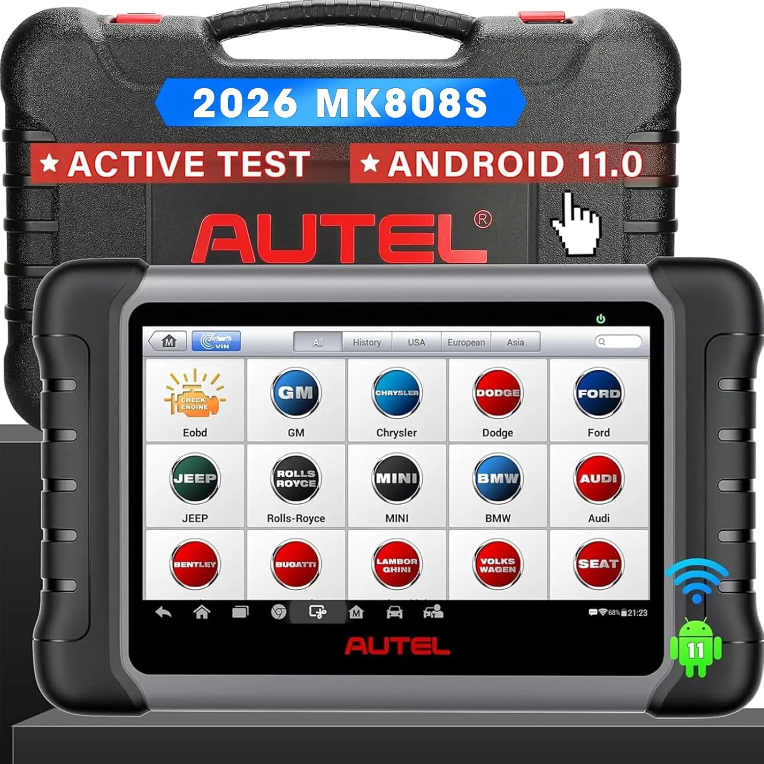 Autel MaxiCOM MK808S Bi-Directional OBD2 Scanner for Home Mechanics & Car Maintenance, 10,000+ Vehicle Coverage, 150 Brands, 3000+ Active Tests, 28+ Reset Services, All-System Diagnostics, FCA AutoAuth & SGW, Cooling Fans, 3000+ Bi-Directional Active Test