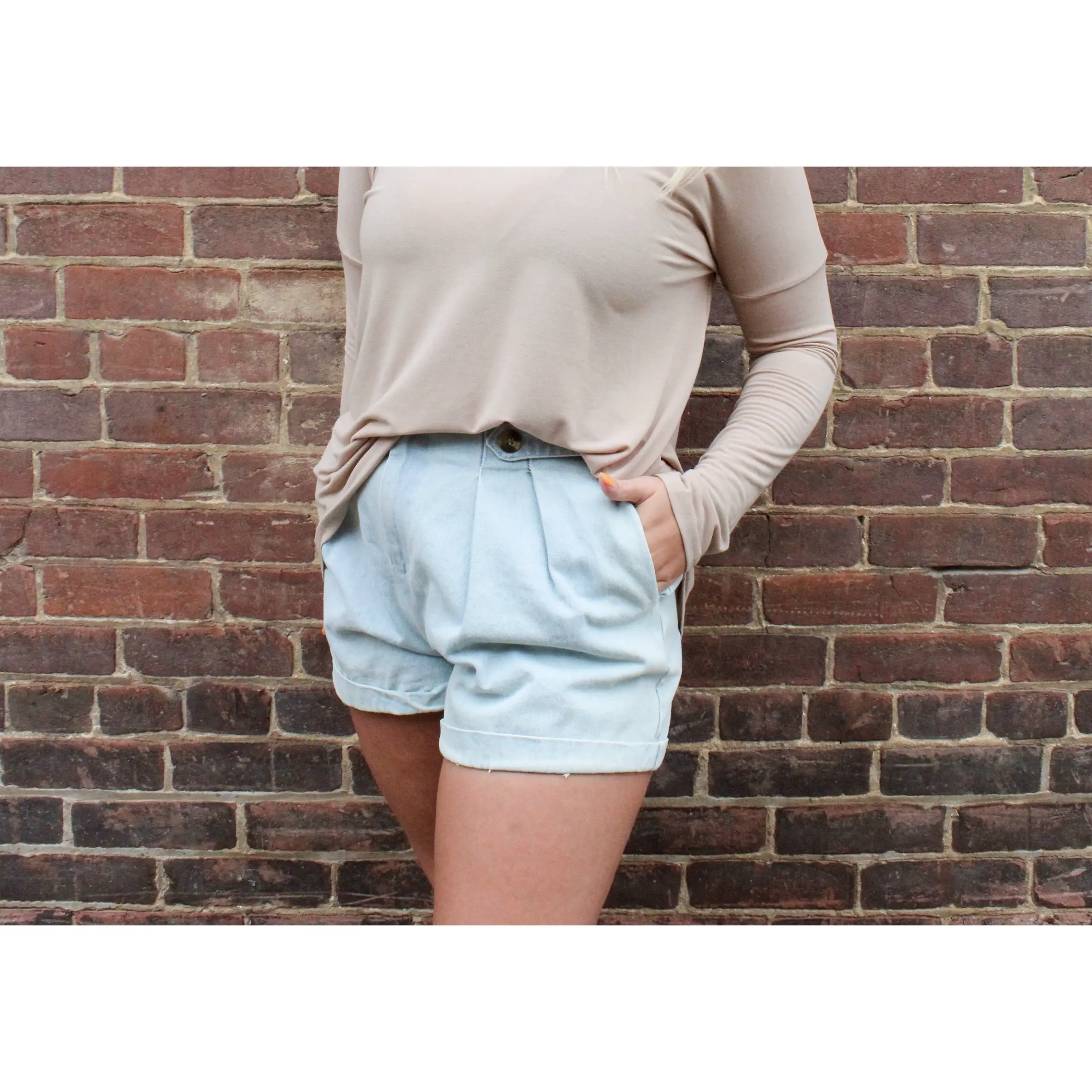 Pretty Pleated Denim Shorts