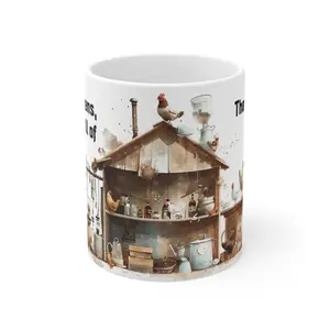 Coffee, chickens, and a coop full of chaos. The daily routine of a chicken owner, Watercolor Chicken/ Coffee Coop Chaos Mug 11oz