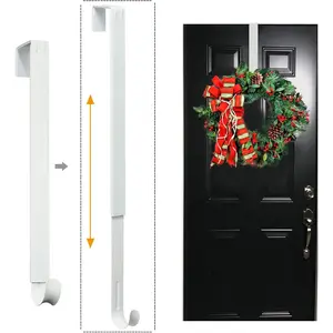 Adjustable Over The Door Wreath Hanger 15-25 Inches, 20lbs Capacity Wreath Holder Hook for Front Door Christmas Decorations, White