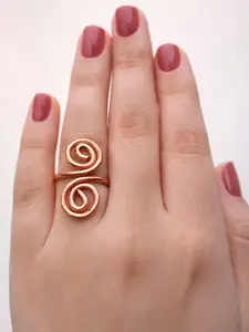 Copper Ring for Men and Women - Spiral Design - 100% Pure Copper - Adjustable Comfortable Fit