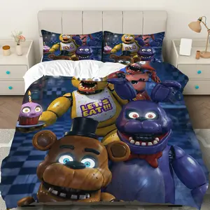 3PCS Duvet Cover Set, 1 Duvet+2 Pillowcases(Without filler), Animatronic Night Adventure Theme, Halloween bedding set, Cozy Comfortable Durable Bedding Suitable for decoration Bedroom, Dormitory, Game Room, Guest Room.