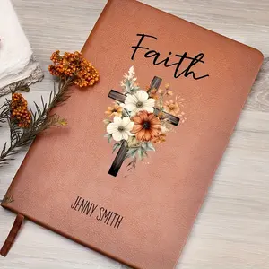 Women's Faith Leather Journal, Floral Cross Christian Prayer Notebook, Elegant Spiritual Diary, Daily Devotional Journal, Daily Reflection, Bible Study, Religious Gift, Daily Guided Journal
