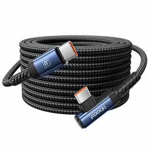 Toocki 60W USB-C to USB-C Fast Charging cable Nylon Braided Right Angle 90 Degree Design for iPhone & USB C Devides Can be Used for Long Distance Charging of Smartphones