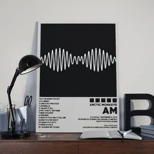 Black and White Music Wave Canvas Wall Art, Minimalist  Poster Print, Modern Album Style Room Decor, Unframed or Framed Canvas Poster