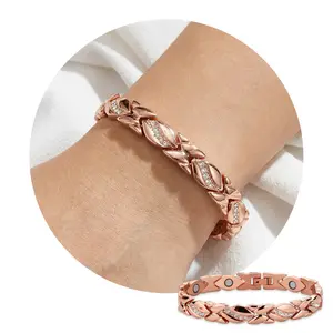 Leaf Magnetic Bracelet Diamond-Encrusted Bracelet with 3500 Gauss Stylish Versatile Daily Accessories Perfect Jewelry Gift for Girl Boy Couple