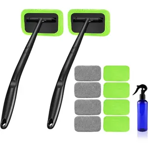Windshield Cleaner Tool – Inside Car Window Cleaning Kit with Detachable Handle, Interior Windshield Squeegee for Clear Vision, Auto Detailing Kit For Car,Home & Outdoor Windows
