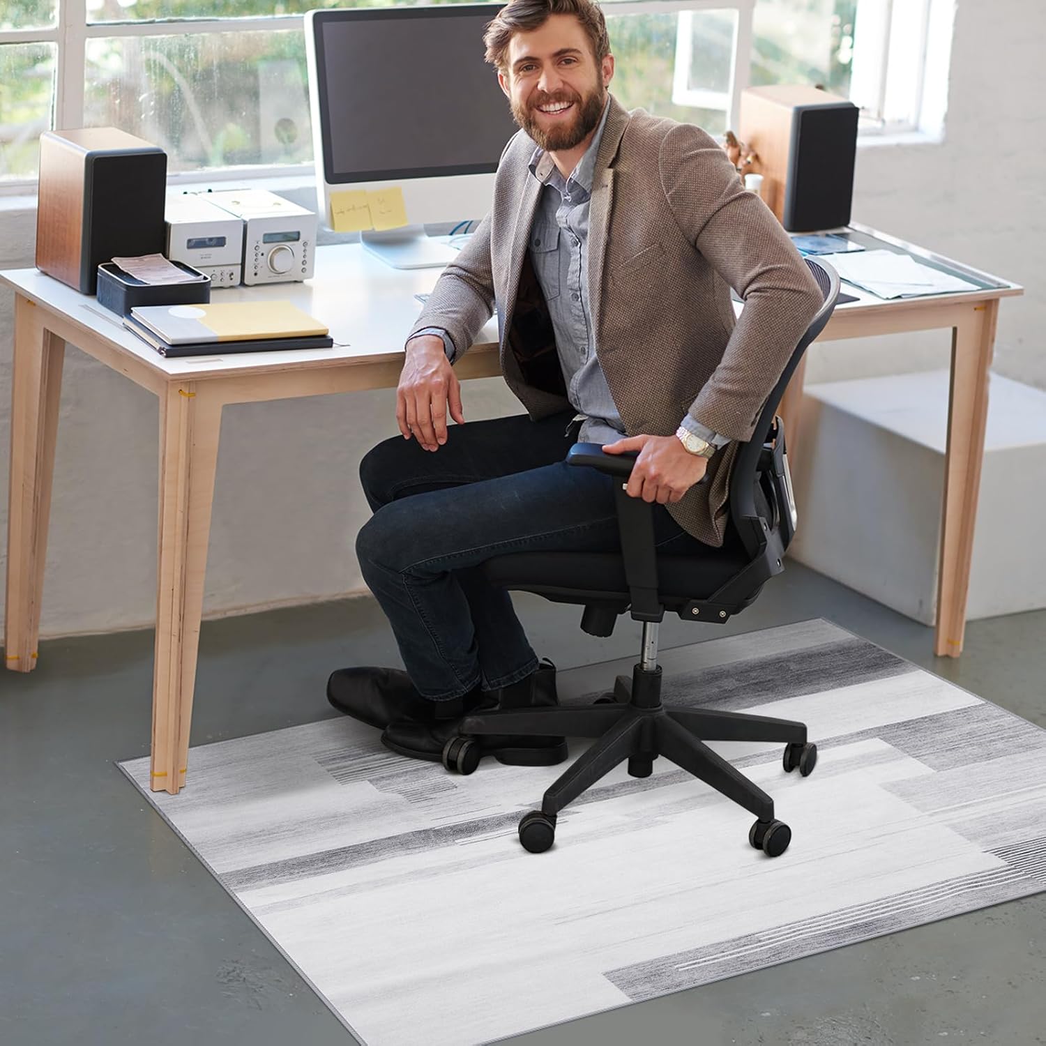 Office Chair Mat, Chair Mat for Hard Floors 48 x 60 Inches, Modern Desk Chair Mat, Floor Mat for Office Chair Low Pile, Non Slip Mat for Under Desk Hardwood Floor, Computer Chair Mat for Hardwood