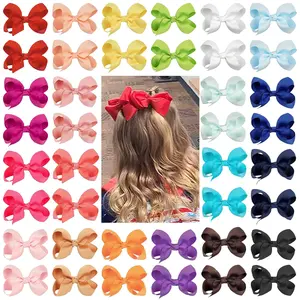 40 count 3 inch Hair Bows for Girls Grosgrain Ribbon   to School Hair Accessories with  Clips for  Girls  in Pairs