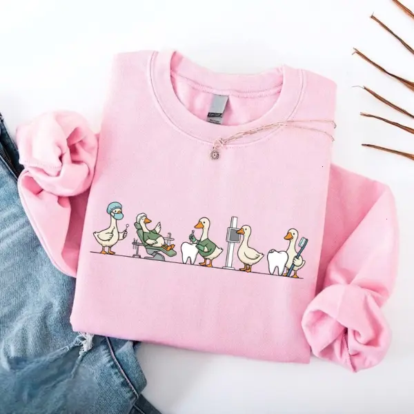 Funny Dental Geese T-Shirt, Sweatshirt & Hoodie - Multi Goose Clinic Teeth Team Dentist Hygienist Tee, Dental Office Graduation Assistant Uniform