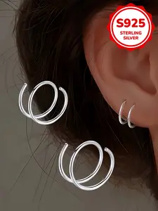 Women's Spring Coil Earrings, Fashion Minimalist Style, Hypoallergenic 925 Silver, Perfect for Daily Commute, Parties, Gifts