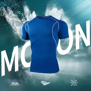 Men's tight-fitting sports elastic quick-dry sweat-absorbent breathable short-sleeve gym running training t-shirt coach uniform