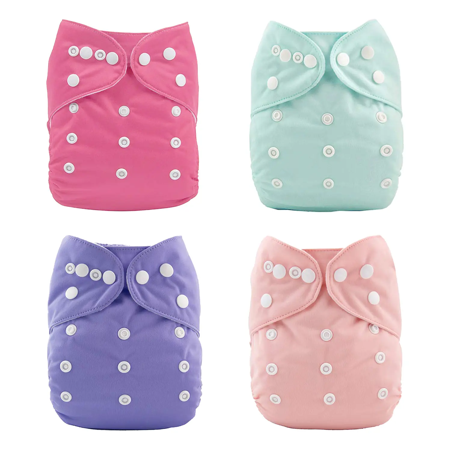 Baby Cloth Diaper 4 Pack with 8 Inserts One Size Cloth Diaper Covers Adjustable Washable Reusable for Baby Girls and Boys