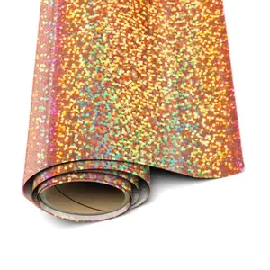 Orange Holographic Heat Transfer Vinyl - Siser HTV - 20" x 1 Yard ( 36 inch Roll) Iron On or Heat Press - Glitter Tshirt Design