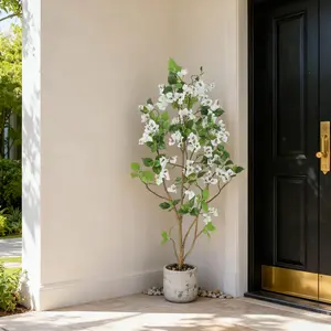 Lifelike Artificial Plants Bougainvillea Tree 4FT Artificial Blossom Tree for Home, Office, Fake Plants in Pot Large  Artificial Tree with Flowers for Party Garden Decoration