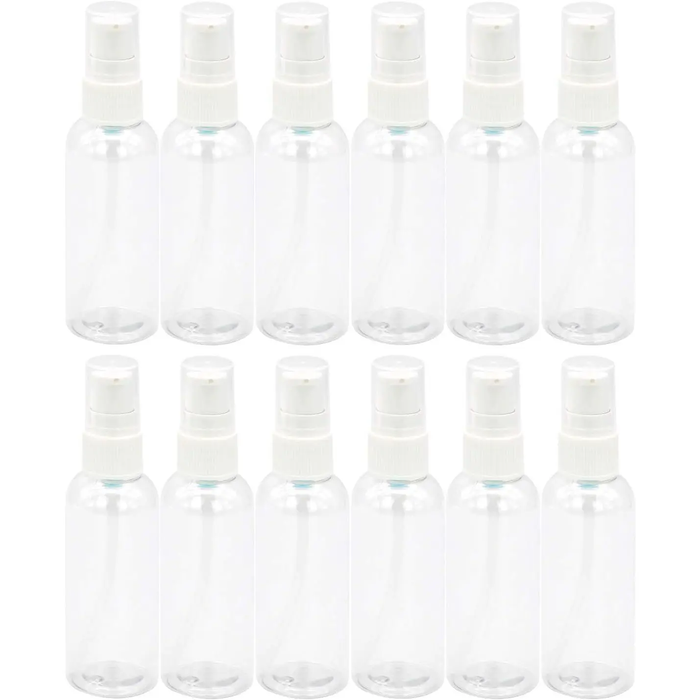 12 Pack Plastic Empty Bottles with Duckbill Pump Cap for Shampoo, , Liquid  Soap, Cream (2 oz / 60 ml)