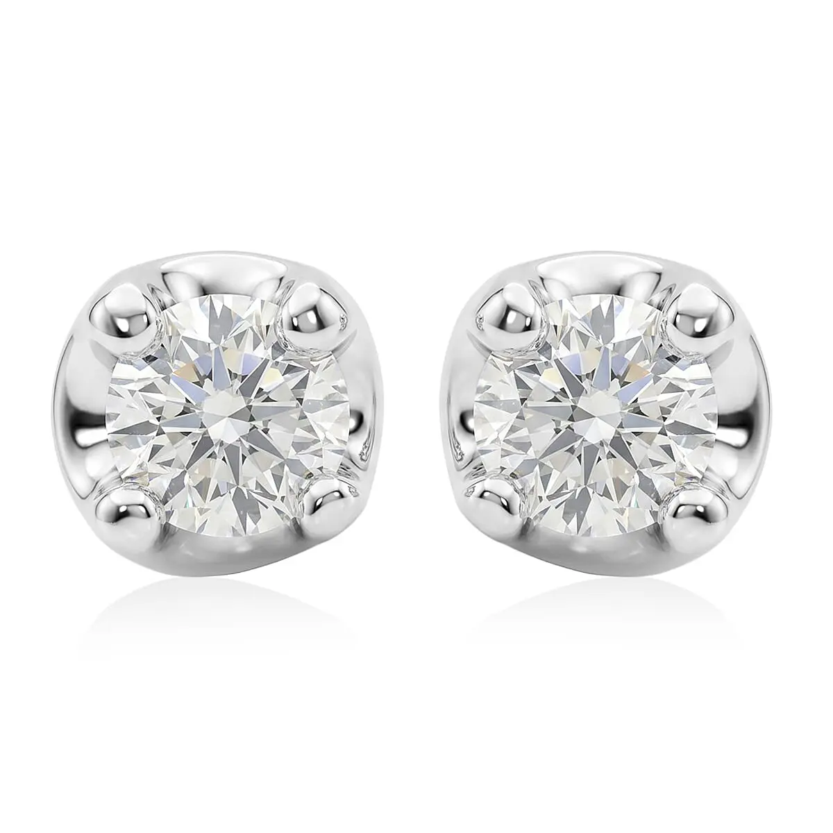 Luxuriant Lab Grown Diamond (G-H, SI) Stud Earrings in Rhodium Over Sterling Silver 0.20 ctw