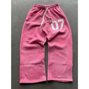 European And American Letter Printing Printed Trousers Elastic Waist Loose Men's And Women's Sweatpants