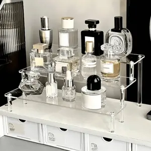 Acrylic Cosmetic Display Stand, Beauty Organizer, Modern Minimalist Staircase Shelf for Bedroom Living Room Kitchen, Multi-Functional Storage Rack