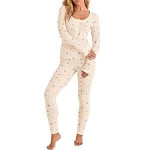 Adore Me Women's Kathy PJ Sleepwear M / Berry Christmas C01 Beige.