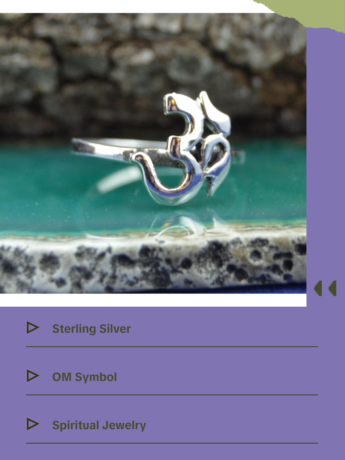 Sterling Silver OM Symbol Ring | Hindu Sacred Sound | Spiritual Jewelry
