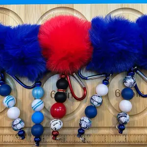 Post keychain with pom pom (Choose on Live) Fun Accessory for Keys and Bags