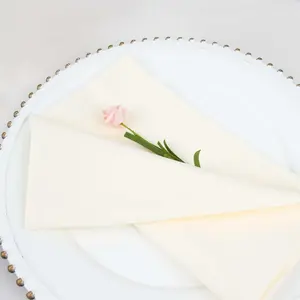 5 Pack Commercial Grade Polyester Napkins 20"x20" Ivory - 220GSM Stain & Wrinkle Resistant Cloth Napkins