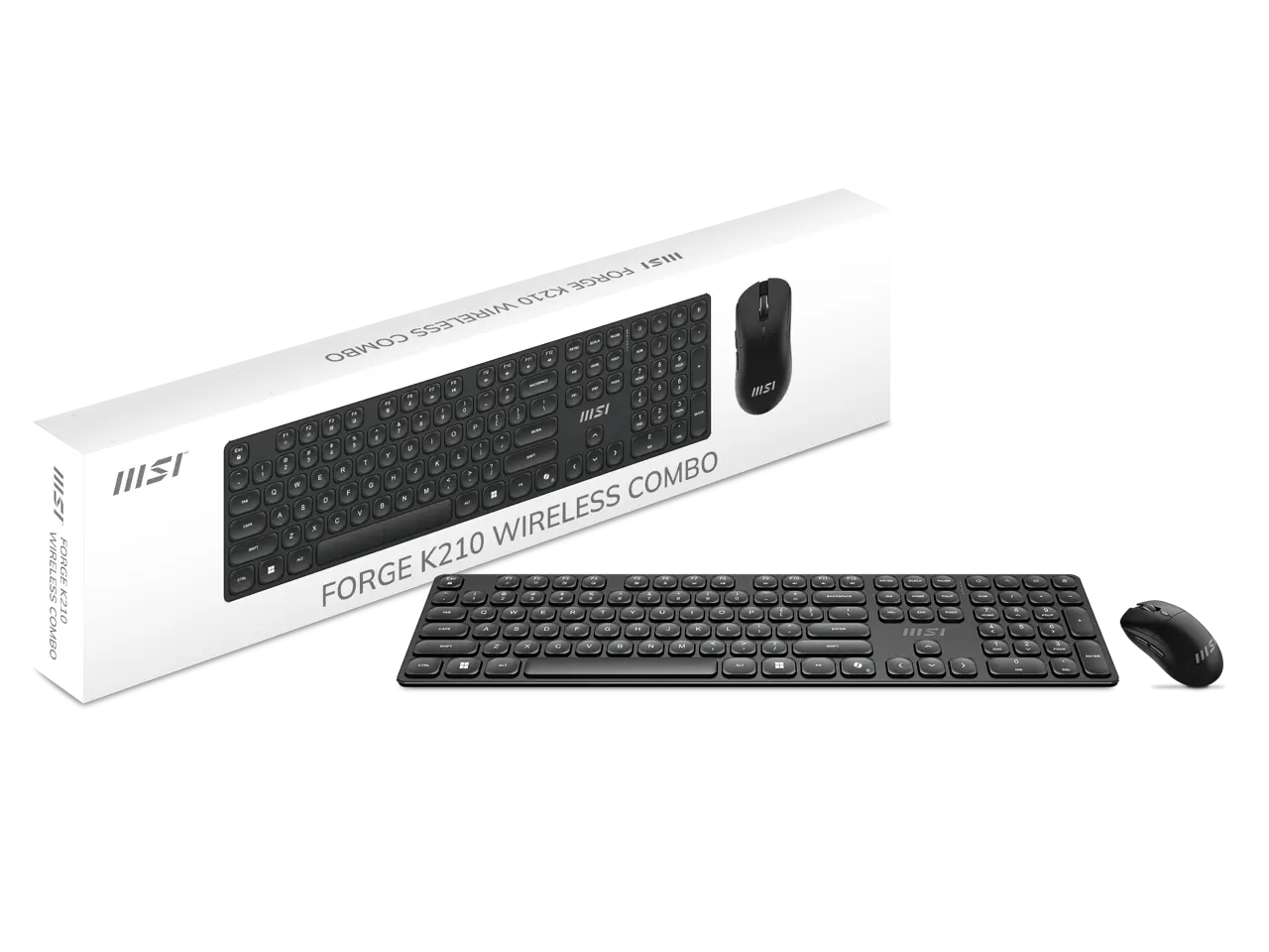 MSI Forge K210 Wireless Keyboard & Mouse Combo - Low Profile, Tactile, up to 120 Hours Battery(Keyboard) & 30 Hours(mouse) - Black