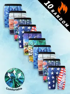 Men's Random Pattern Underwear Set, Breathable & Quick-Dry Design, Print Fitted Comfort Fit, Ideal for Daily Wear, All Season Use