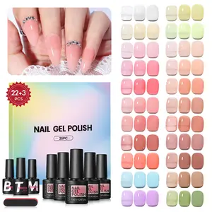 COSCELIA 25pcs Jelly Gel Nail Polish Set with Top Base Coat Crystal Transparent Gel Polish French Nail Art Sheer Gel Nail Polish Kit for Women Long Lasting Easy Application