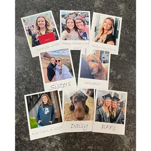 Retro Polaroid Style Photo Magnets with Custom Text
