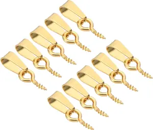 PATIKIL 15x4mm Screw Eye Pins Peg Bail, 10Pcs Small Stainless Steel Cup Pear Eyelet Screw Eye Pins for Jewelry Making Earring DIY Beads Craft, Gold