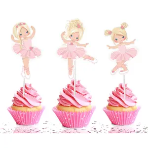 Enchanting Ballerina Cupcake Toppers - Set of 10 Adorable Dancer Decorations for Birthday and Theme Parties