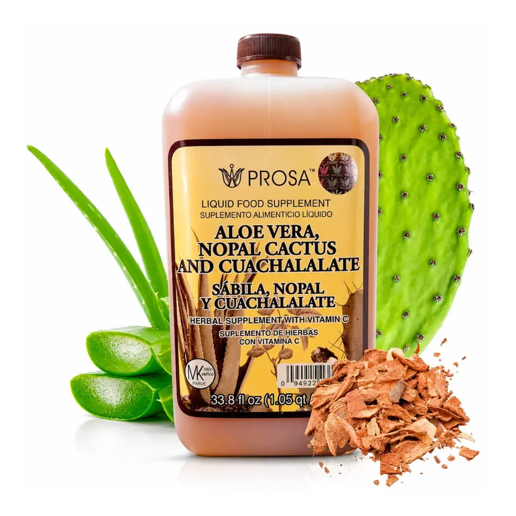 PROSA Aloe Vera, Nopal Cactus & Cuachalalate 1LT Herbal Supplement | Botanical Wellness Formula | Dietary Supplement