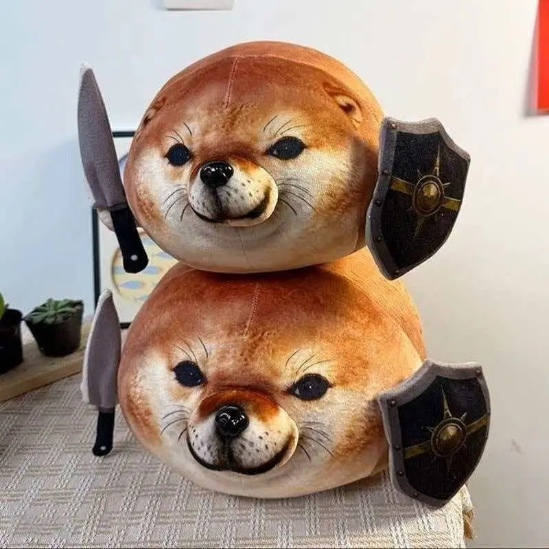 Cute Seal Plush Pillow with Knife & Shield, Soft Huggable Sea Lion Stuffed Animal, Funny Room Decor for Teens & Adults, Cozy Home Accessory