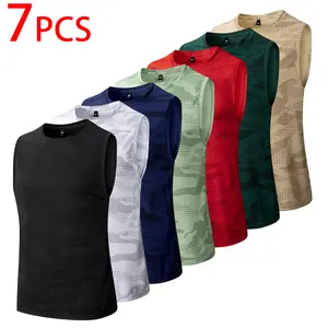 7-Pack Men's Athletic Tank Tops, Digital Camo Print Sleeveless Basics, Quick-Dry Moisture-Wicking Shirts for Gym & Running, S-3XL, M Fitness Sports Tank Sports Vest
