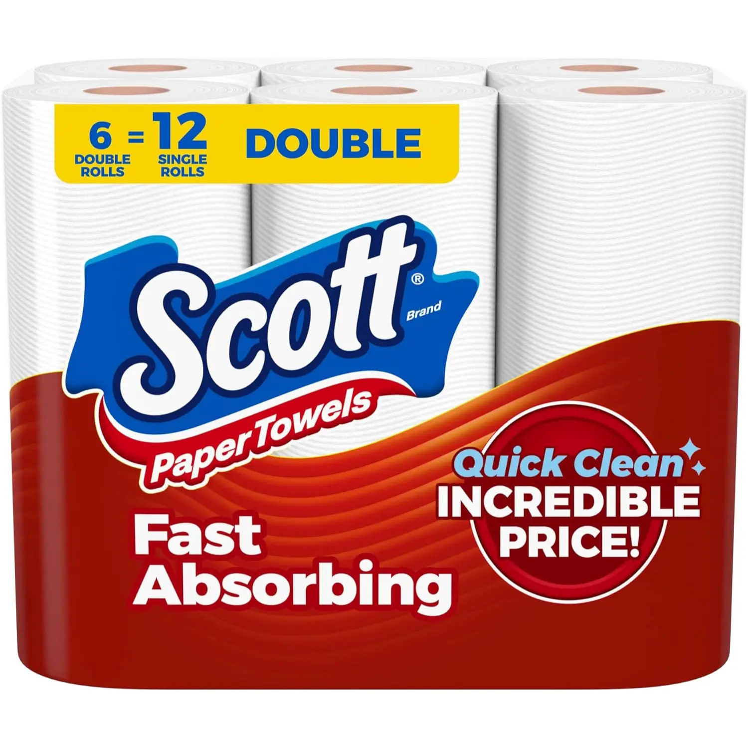 Scott Choose-A-Sheet Paper Towels 6 Double Rolls Ultra Absorbent Disposable Kitchen Cleaning Towels Lint Free Household Paper Tissue 648 Sheets