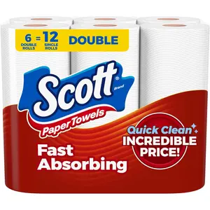 Scott Choose-A-Sheet Paper Towels 6 Double Rolls Ultra Absorbent Disposable Kitchen Cleaning Towels Lint Free Household Paper Tissue 648 Sheets