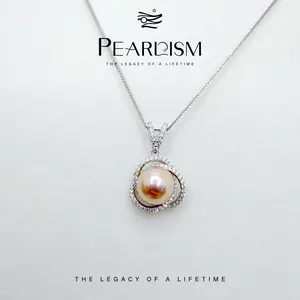 PEARLISM Fancy Design Edison Pearl Pendant Freshwater Seedless Pearl (9-10mm)（Free S925 Chain-AFEP008