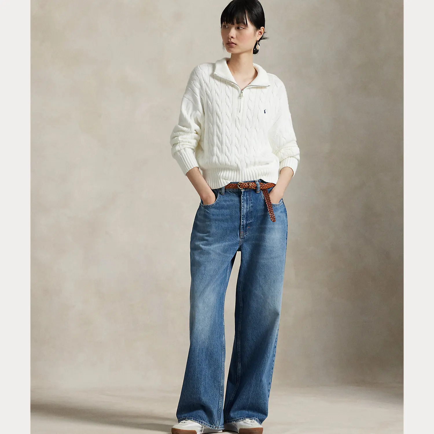 Polo Ralph Lauren - Cable-Knit Cotton Quarter-Zip Sweater Polo Ralph Lauren - Cable-Knit Cotton Quarter-Zip Sweater