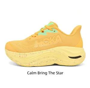 All Yellow Speckled Road Running Shoes Breathable Perforated Mesh Upper Confetti Dot Wave Foam Platform Midsole Shock Absorbing Lightweight Unisex Trainers