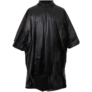 Black - GI Enhanced Military Style Poncho - Polyester Ripstop