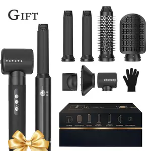 Powerful Blow Dryer Brush with Air Curler for Hair，Hair Dryer Brush 7 in ONE, Brush Blow Dryer with Diffuser, Ionic Hot Air Brush Fast Dry, Volumize, Curls, Straight, Hair Styling Tools 100-120V