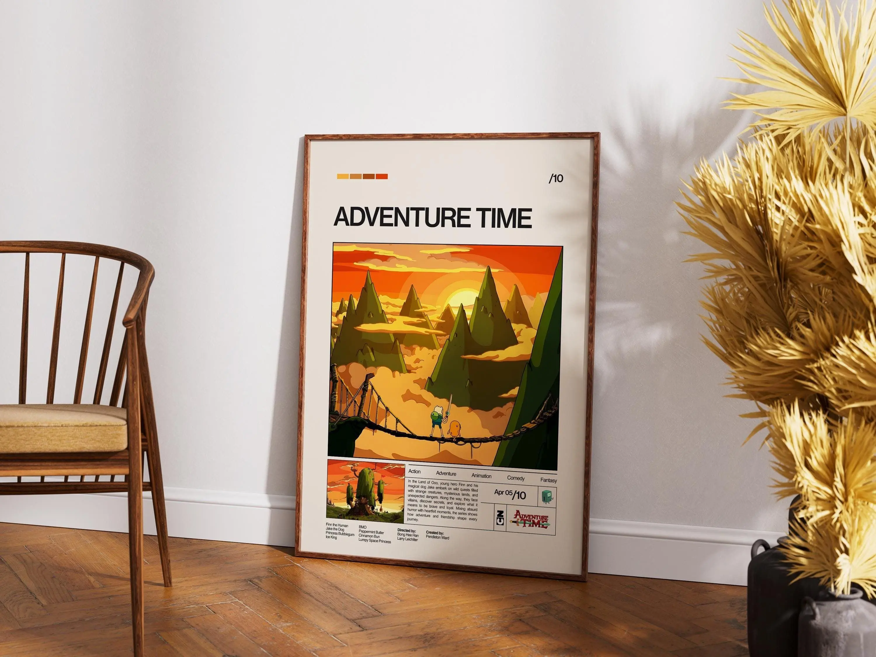 Adventure Time Poster, Adventure Time Print, Cartoon Print, Retro Vintage Art Print, Minimalist Tv Show Wall Art, Treehouse, Land Of Ooo